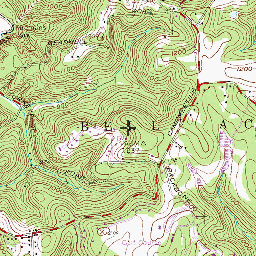 Topographic Map of Borough of Bell Acres, PA