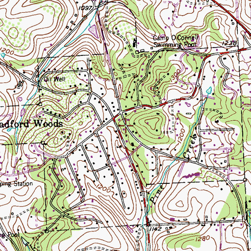 Topographic Map of Borough of Bradford Woods, PA