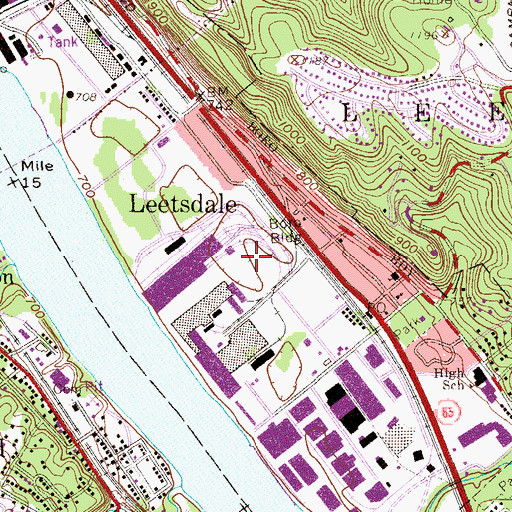 Topographic Map of Borough of Leetsdale, PA