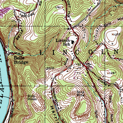 Topographic Map of Borough of Lincoln, PA