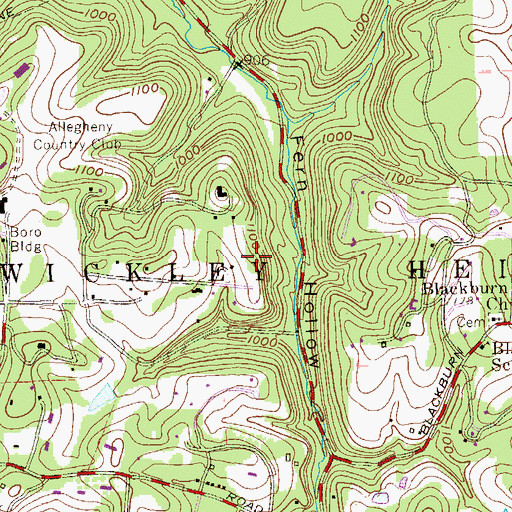 Topographic Map of Borough of Sewickley Heights, PA