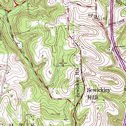 Topographic Map of Borough of Sewickley Hills, PA