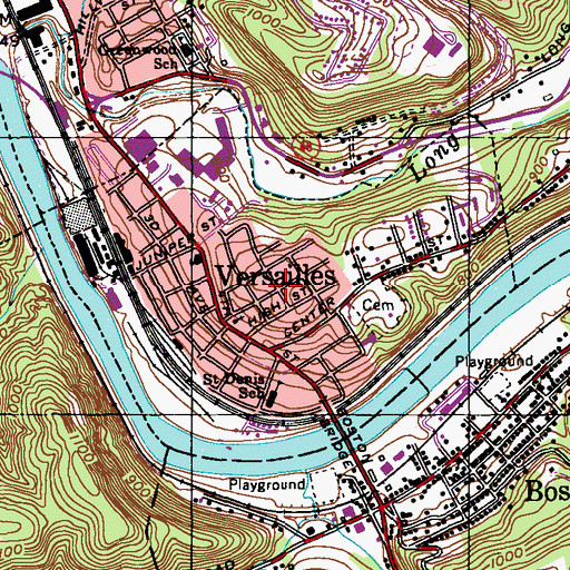 Topographic Map of Borough of Versailles, PA
