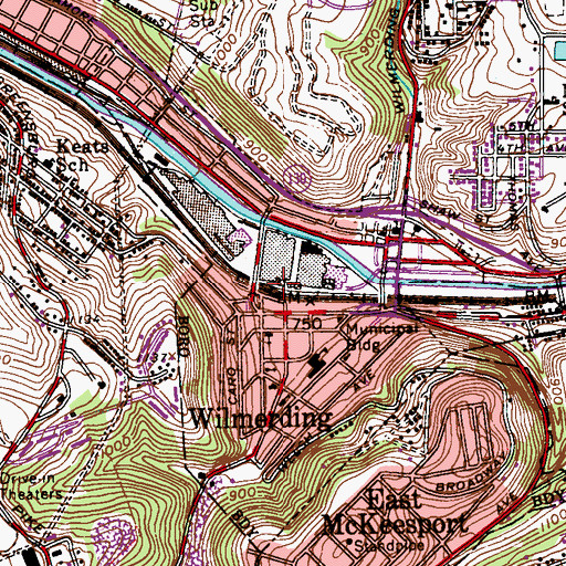 Topographic Map of Borough of Wilmerding, PA