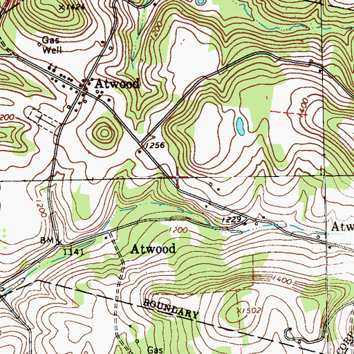 Topographic Map of Borough of Atwood, PA