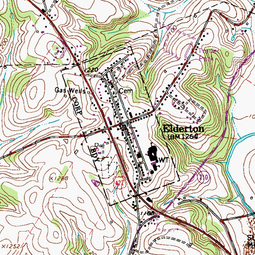 Topographic Map of Borough of Elderton, PA