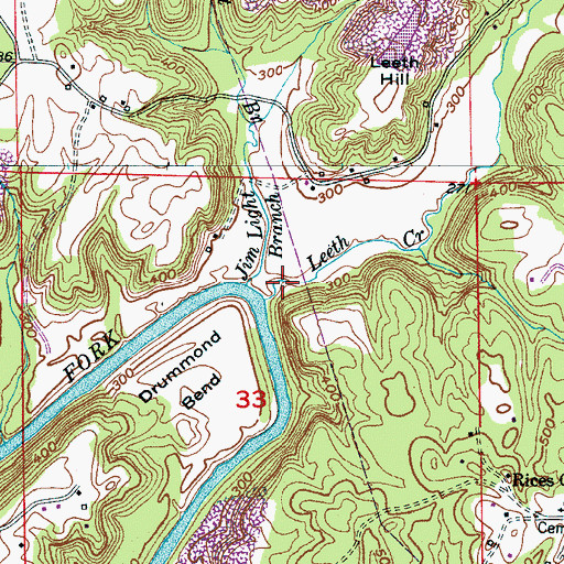 Topographic Map of Leeth Creek, AL