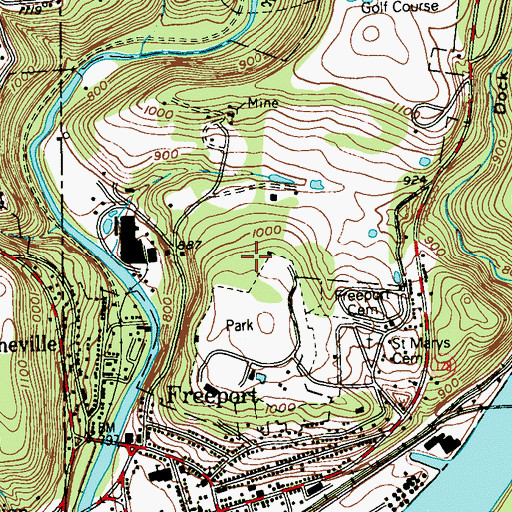 Topographic Map of Borough of Freeport, PA