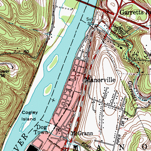 Topographic Map of Borough of Manorville, PA