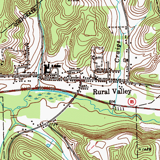 Topographic Map of Borough of Rural Valley, PA