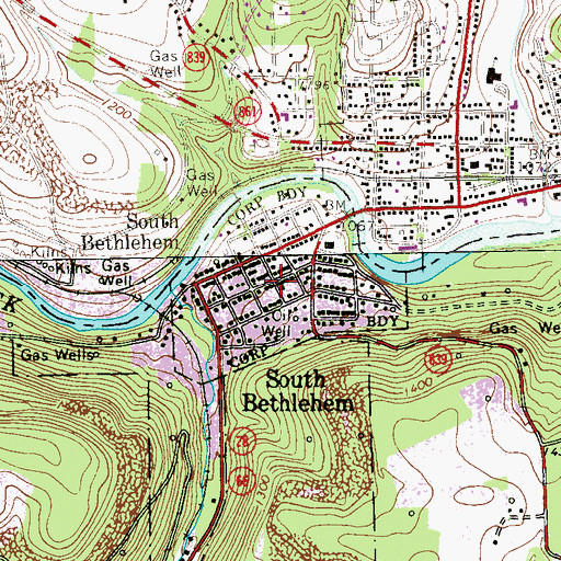 Topographic Map of Borough of South Bethlehem, PA