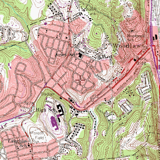 Topographic Map of City of Aliquippa, PA