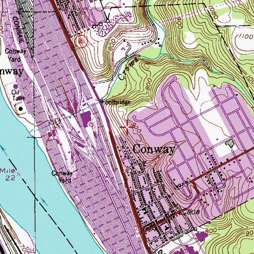 Topographic Map of Borough of Conway, PA