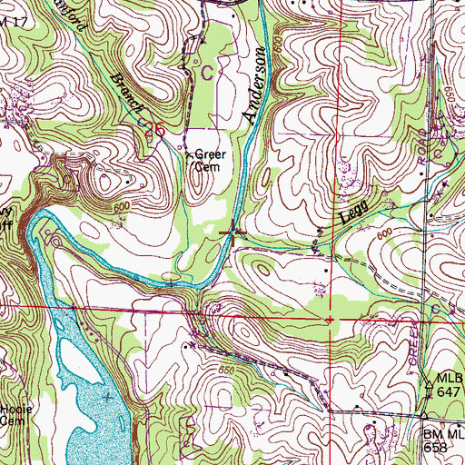 Topographic Map of Legg Branch, AL
