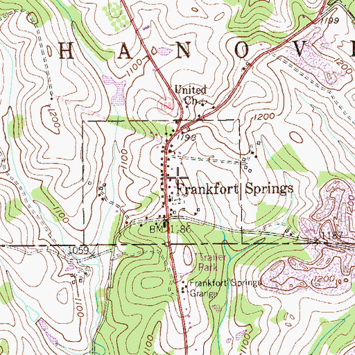 Topographic Map of Borough of Frankfort Springs, PA
