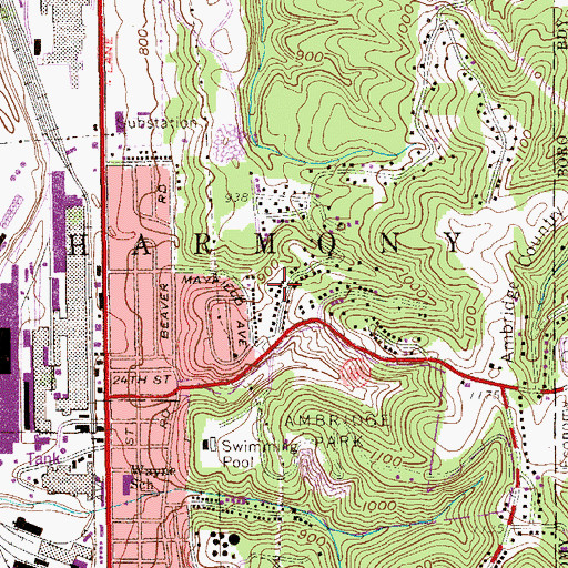 Topographic Map of Township of Harmony, PA