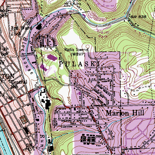 Topographic Map of Township of Pulaski, PA