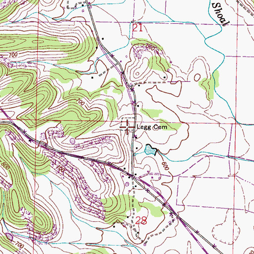 Topographic Map of Legg Cemetery, AL