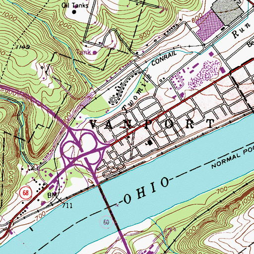 Topographic Map of Township of Vanport, PA