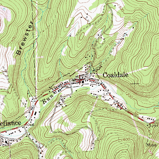 Topographic Map of Borough of Coaldale, PA