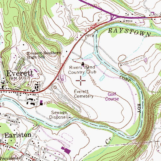 Topographic Map of Borough of Everett, PA