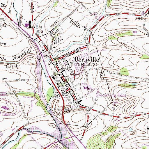 Topographic Map of Borough of Bernville, PA