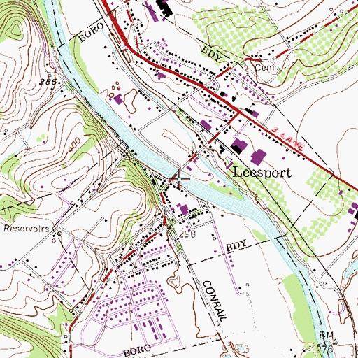 Topographic Map of Borough of Leesport, PA