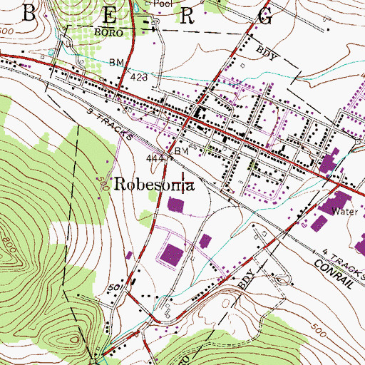 Topographic Map of Borough of Robesonia, PA