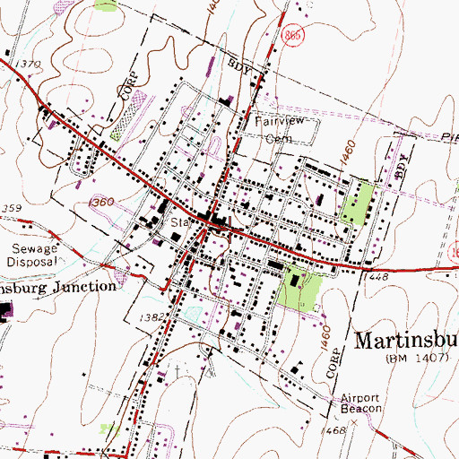 Topographic Map of Borough of Martinsburg, PA