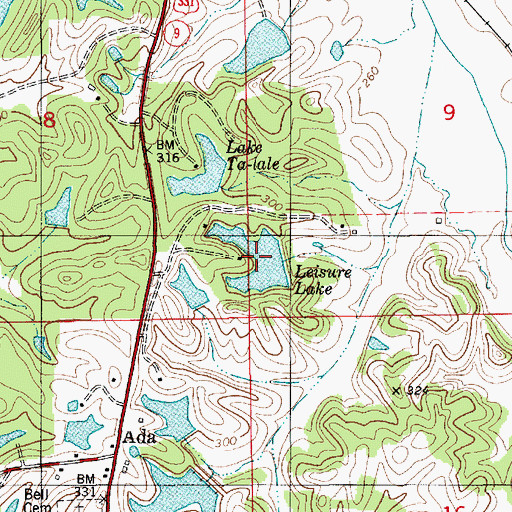Topographic Map of Leisure Lake, AL