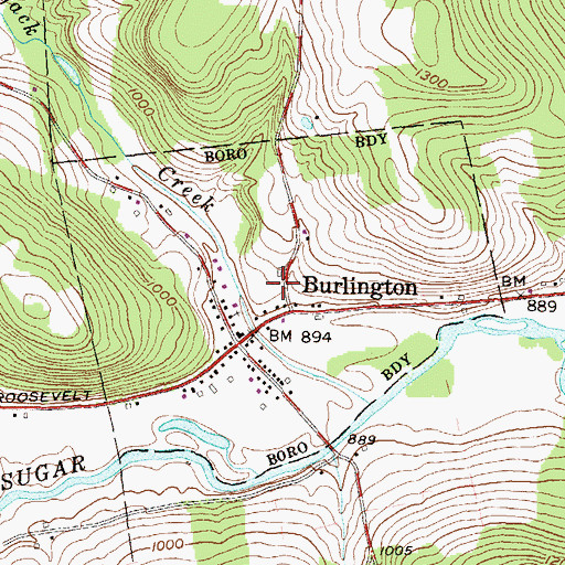 Topographic Map of Borough of Burlington, PA