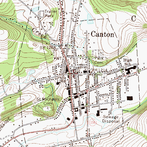 Topographic Map of Borough of Canton, PA