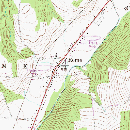 Topographic Map of Borough of Rome, PA