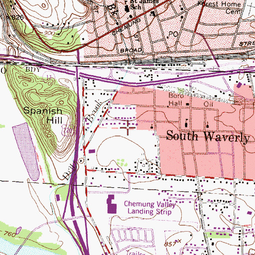 Topographic Map of Borough of South Waverly, PA