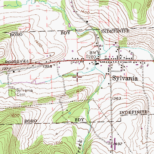 Topographic Map of Borough of Sylvania, PA