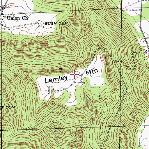 Topographic Map of Lemley Mountain, AL