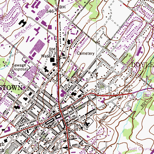 Topographic Map of Borough of Doylestown, PA