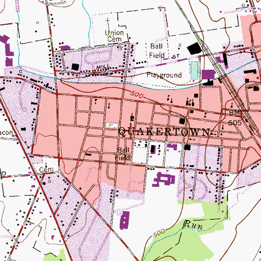 Topographic Map of Borough of Quakertown, PA