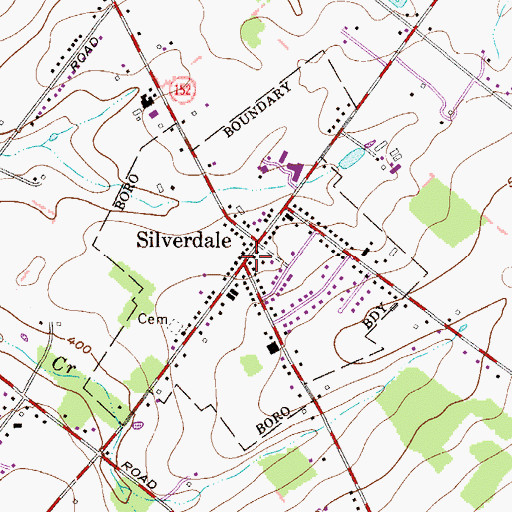 Topographic Map of Borough of Silverdale, PA
