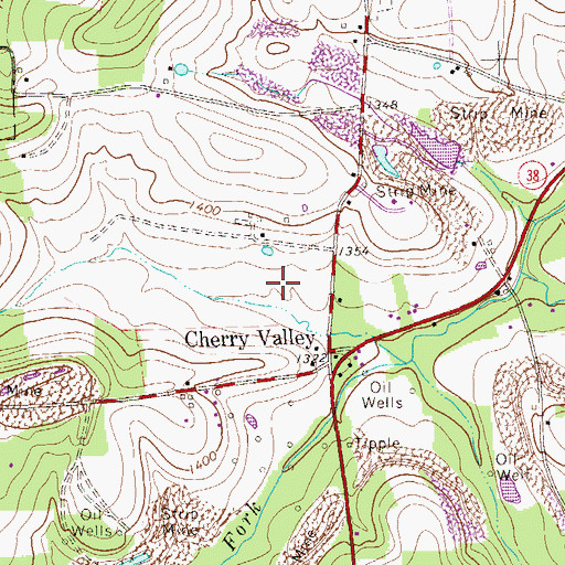 Topographic Map of Borough of Cherry Valley, PA