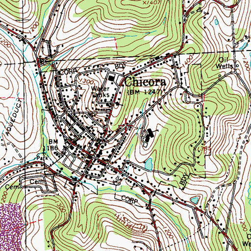 Topographic Map of Borough of Chicora, PA