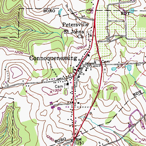 Topographic Map of Borough of Connoquenessing, PA