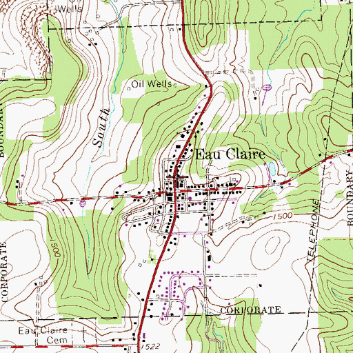 Topographic Map of Borough of Eau Claire, PA