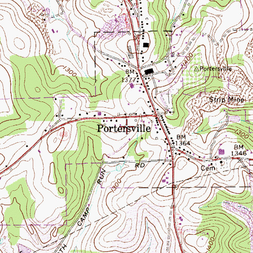 Topographic Map of Borough of Portersville, PA