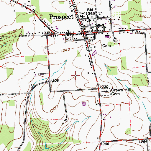 Topographic Map of Borough of Prospect, PA