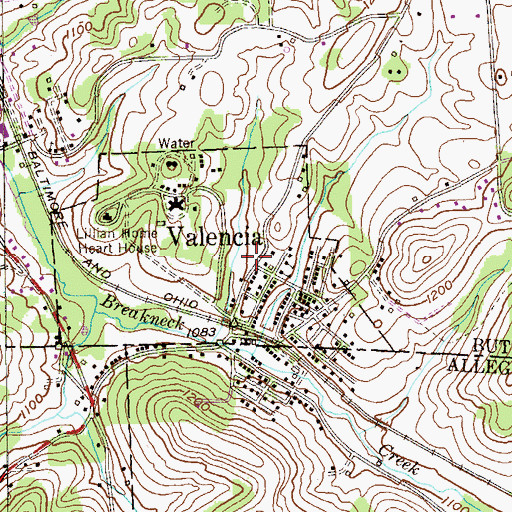 Topographic Map of Borough of Valencia, PA