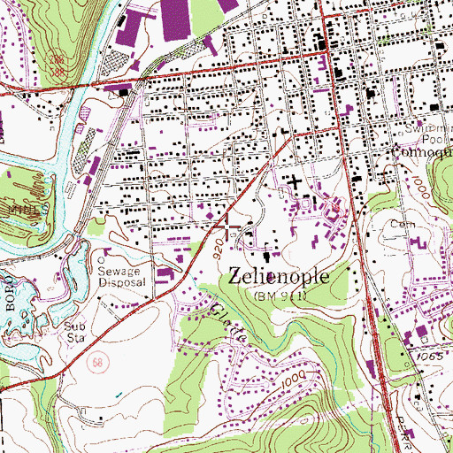 Topographic Map of Borough of Zelienople, PA