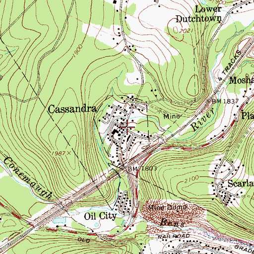 Topographic Map of Borough of Cassandra, PA