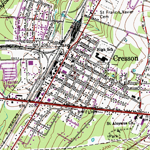 Topographic Map of Borough of Cresson, PA