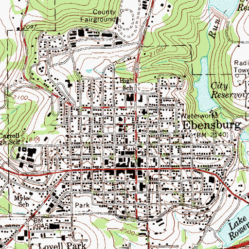Topographic Map of Borough of Ebensburg, PA